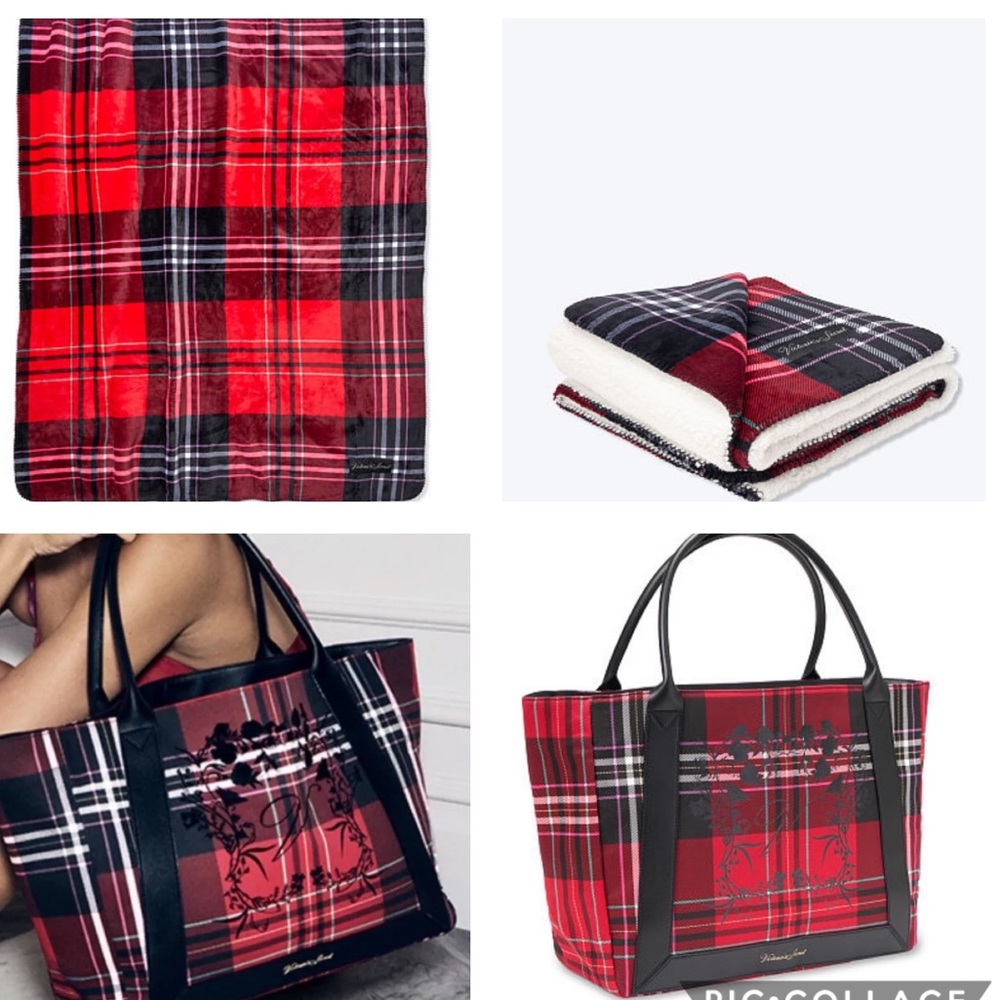New Victoria’s Secret plaid Sherpa blanket…